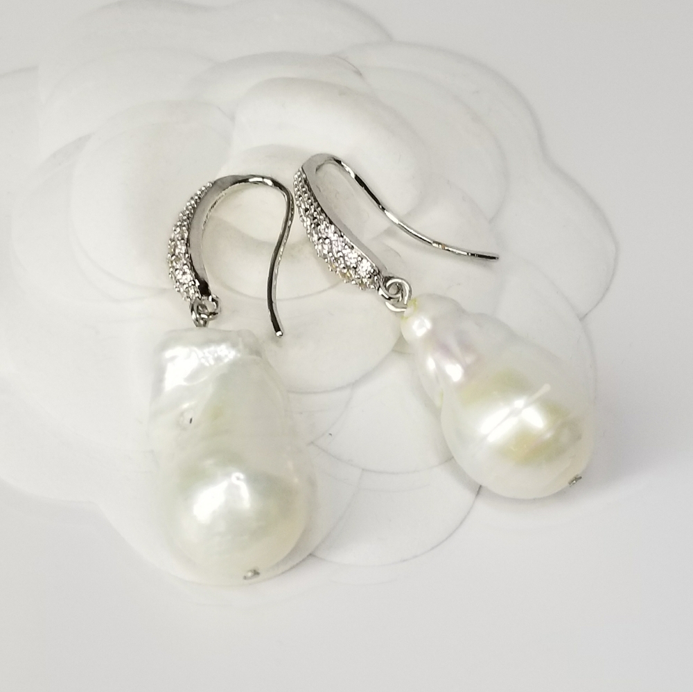 Natural Freshwater Baroque Pearl Earrings NEW - Picture 14 of 15